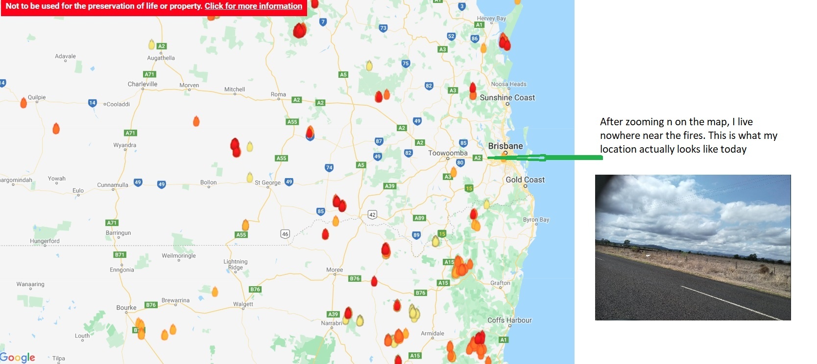 Aust Fire Maps Jan 2020 Brisbane - Location