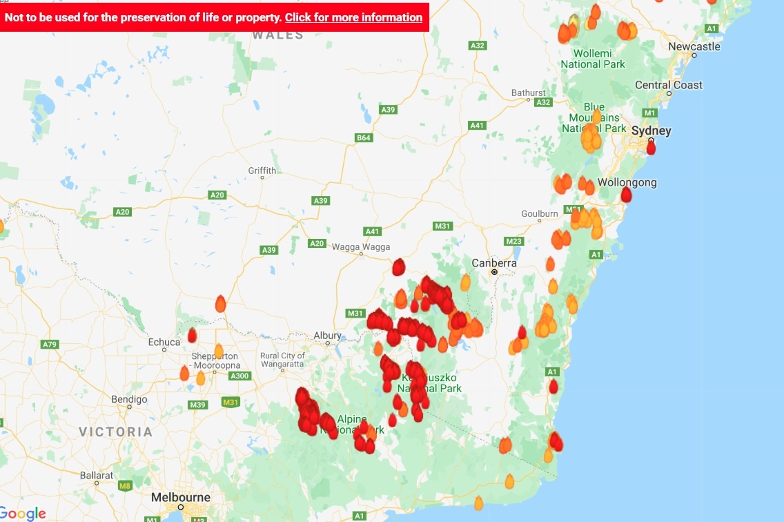 Aust Fire Maps Jan 2020 Sydney
