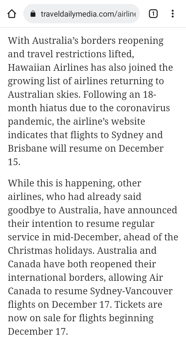 Australian Air Travel Restrictions
