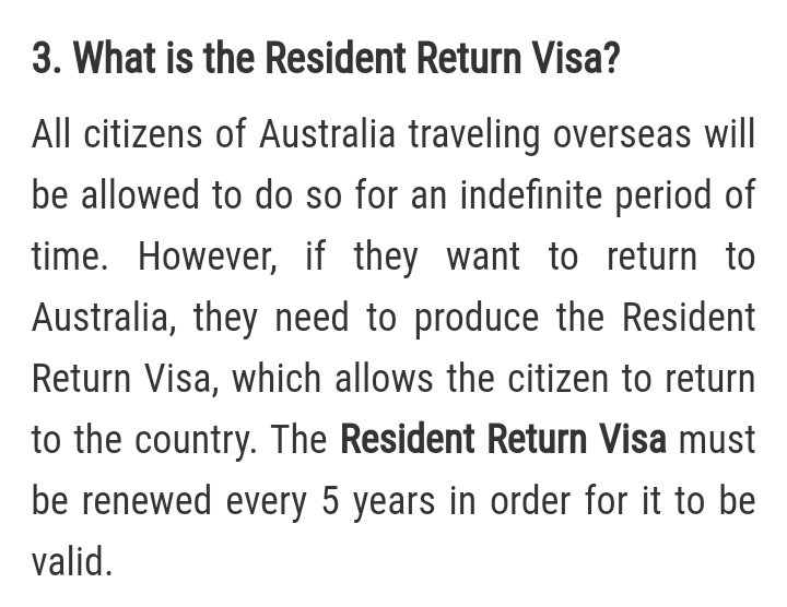 Australian Citizen and RRV