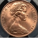 Australian Two cent coin Front 1981