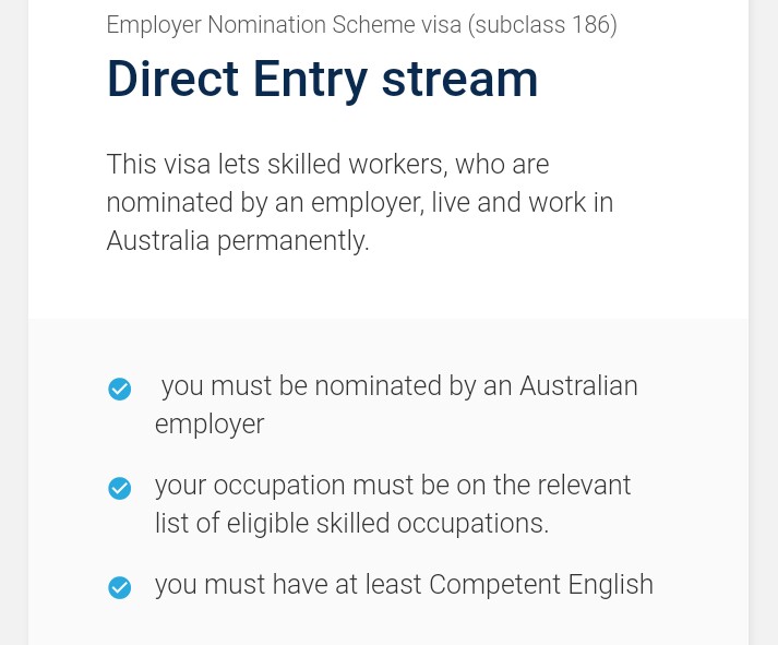 English for subclass 186 visa