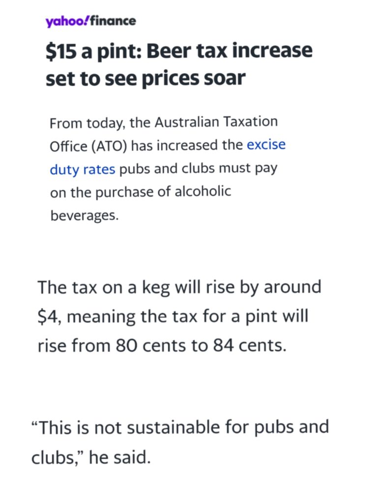 Beer price in Australia 