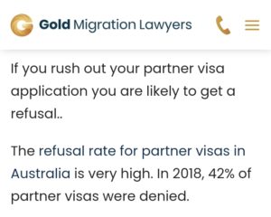 Partner Visa 42 per cent denied