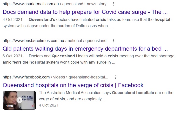 QLD Hospitals in Crisis Oct 2021