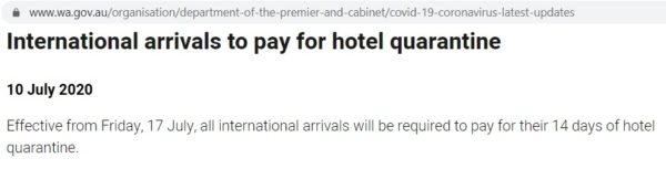 Australia Hotel Quarantine Cost